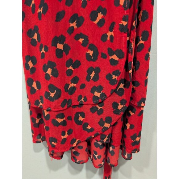 Cabi Siren Wrap Dress Womens Sz M Red Black Leopard Print Layered Business - Picture 4 of 16
